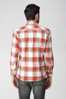 Furgo Orange Multi-Pocket Full Sleeve Casual Check Shirt