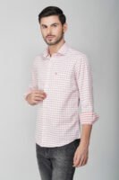 Gingham Sky Pink Multi-Pocket Full Sleeve Check Shirt