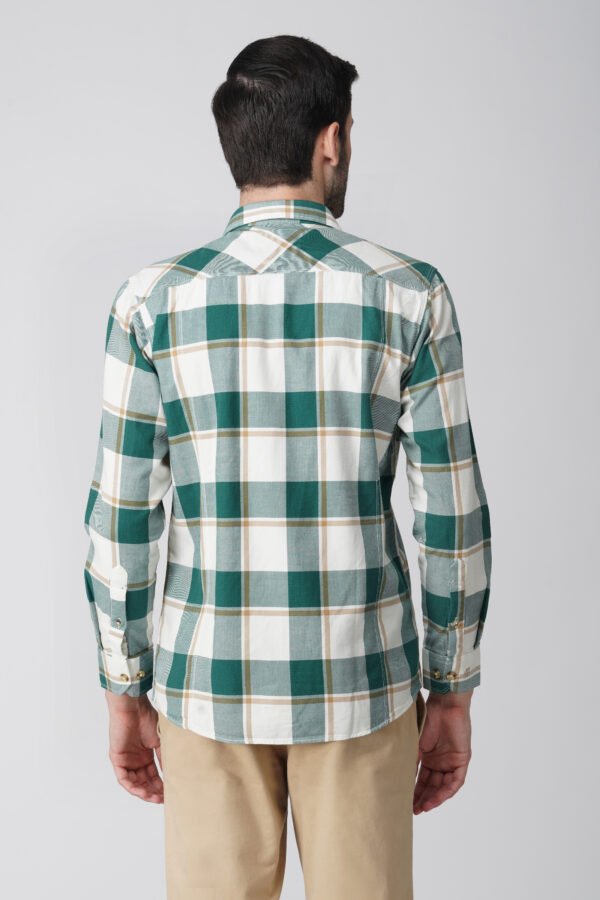 Furgo Green Multi-Pocket Full Sleeve Casual Check Shirt