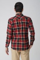 Camin Red Multi-Pocket Full Sleeve Check Shirt