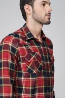 Camin Red Multi-Pocket Full Sleeve Check Shirt