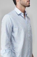 Gingham Sky Blue Multi-Pocket Full Sleeve Check Shirt