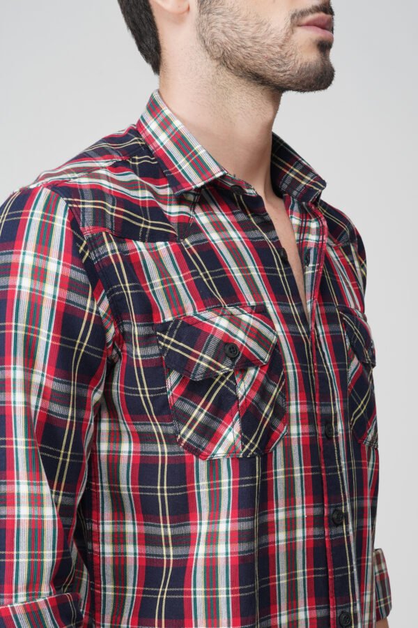 Giana Navy Multi-Pocket Full Sleeve Check Shirt