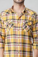 Craf Yellow Multi-Pocket Full Sleeve Check Shirt