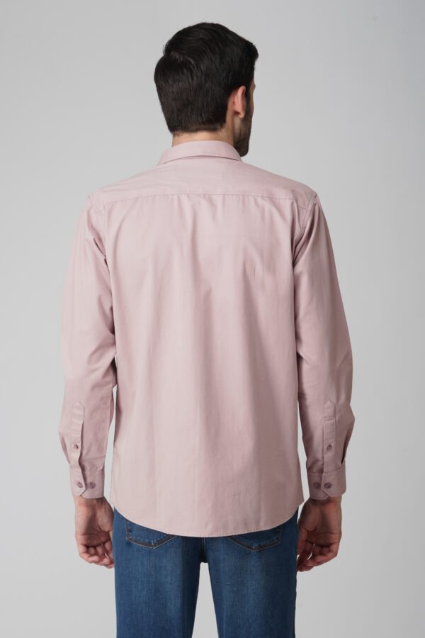 Chroma Peach Multi-Pocket Full Sleeve Plain Shirt