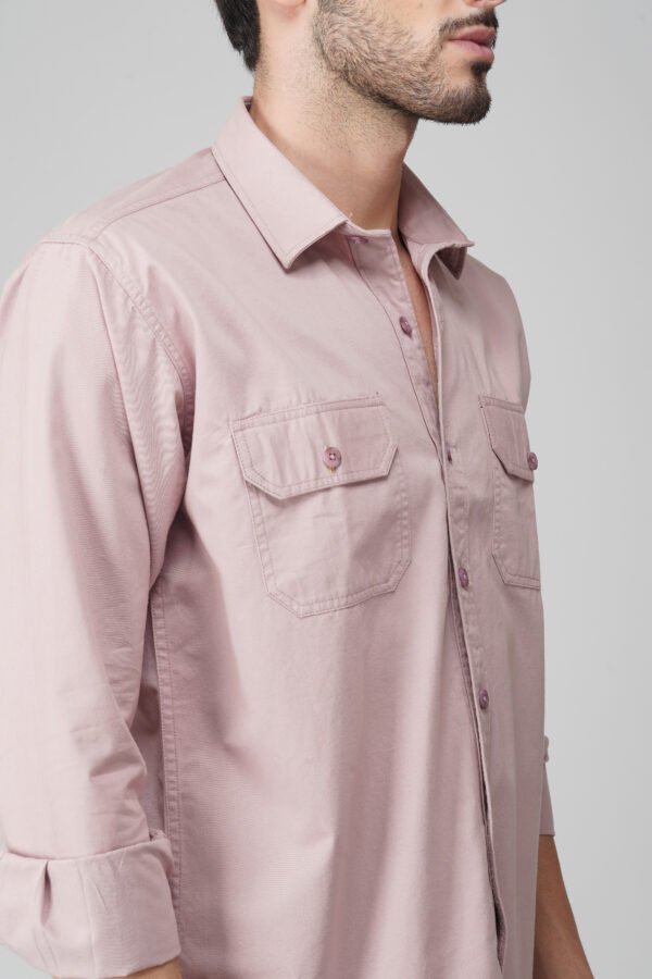 Chroma Peach Multi-Pocket Full Sleeve Plain Shirt