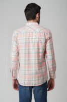 Elems Peach Multi-Pocket Full Sleeve Check Shirt