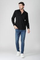 Chroma Black Multi-Pocket Full Sleeve Plain Shirt