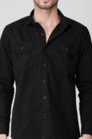 Chroma Black Multi-Pocket Full Sleeve Plain Shirt