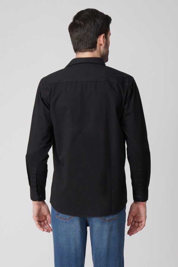 Chroma Black Multi-Pocket Full Sleeve Plain Shirt