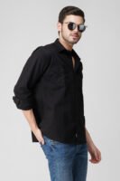 Chroma Black Multi-Pocket Full Sleeve Plain Shirt