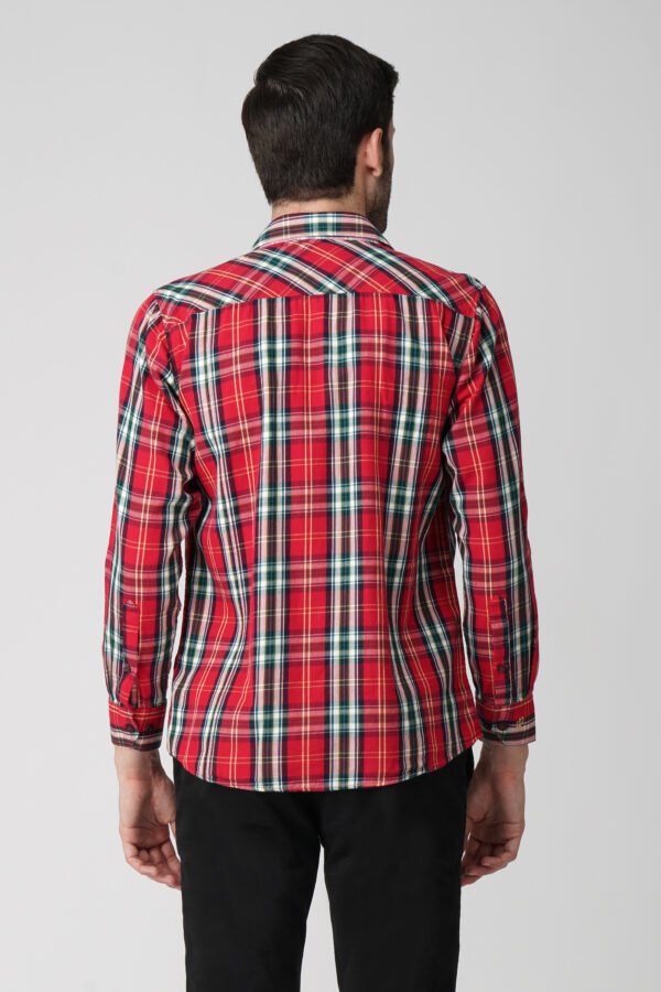 Giana Red Multi-Pocket Full Sleeve Check Shirt