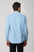 Silky Denim Ice Blue Multi-Pocket Full Sleeve Shirt