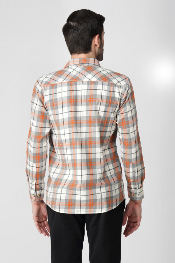 Furgo Orange Full Sleeve Casual Check Shirt