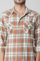 Furgo Orange Full Sleeve Casual Check Shirt