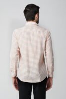 Gingham Sky Orange Multi-Pocket Full Sleeve Check Shirt