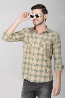 Craf Green Multi-Pocket Full Sleeve Casual Check Shirt