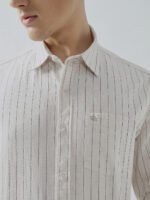 Lenin Loks Beige Stripe Semi-Formal Men's Shirt