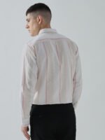 Lenin Hills Peach Striped Semi-Formal Men's Shirt