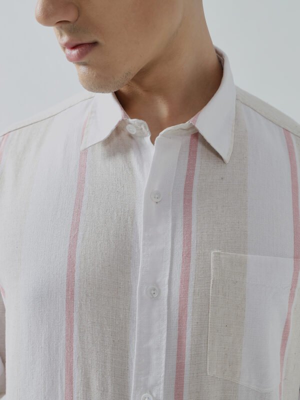 Lenin Hills Peach Striped Semi-Formal Men's Shirt