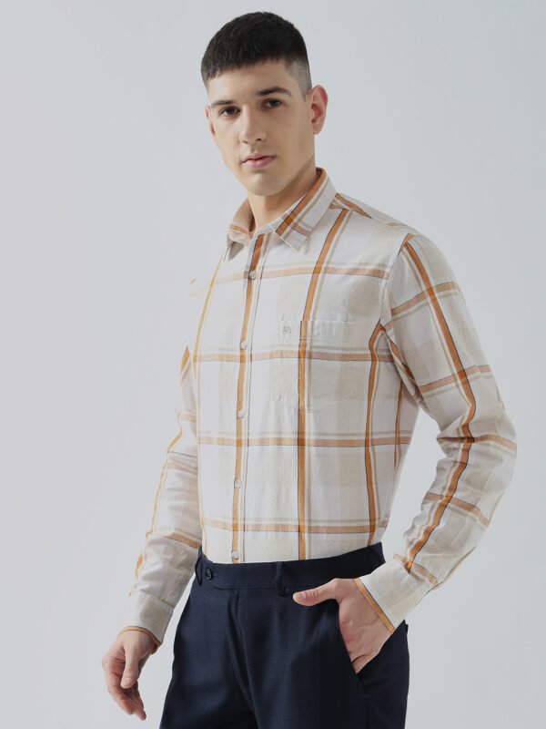 Lenin Pep Check Orange Semi-Formal Men's Shirt