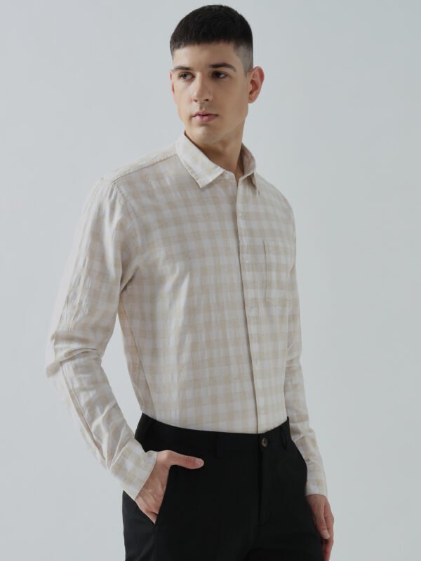 Lenin Zoba Box Fawn Semi-Formal Men's Shirt