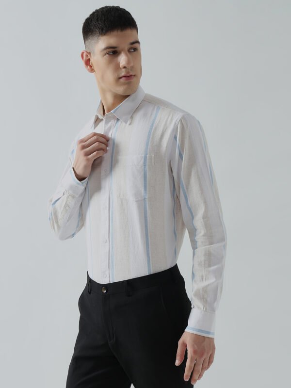 Lenin Hills Peach Striped Semi-Formal Men’s Shirt