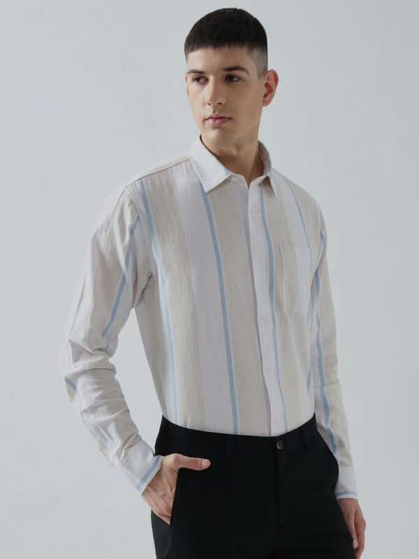 Lenin Hills Peach Striped Semi-Formal Men’s Shirt