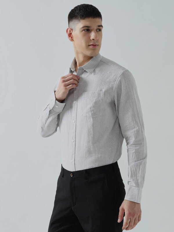 Lenin Zoba Stripe Grey Semi-Formal Men’s Shirt