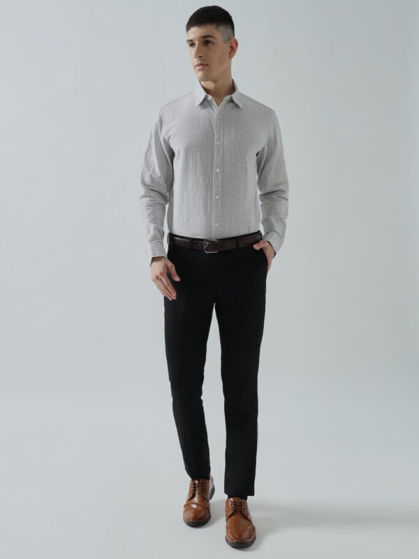 Lenin Zoba Stripe Grey Semi-Formal Men’s Shirt