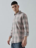 Rocky Casual Beige & Orange Checked Men’s Shirt