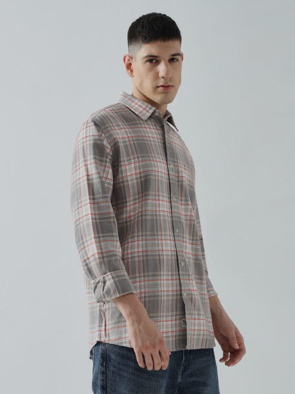 Rocky Casual Beige & Orange Checked Men’s Shirt