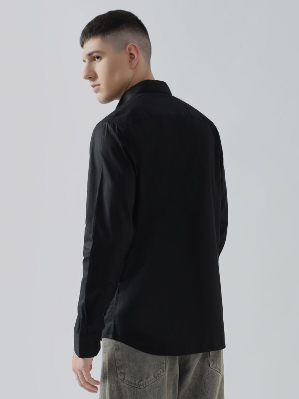 Dobby Plain Black Semi-Casual Men's Shirt