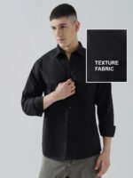 Dobby Plain Black Semi-Casual Men's Shirt