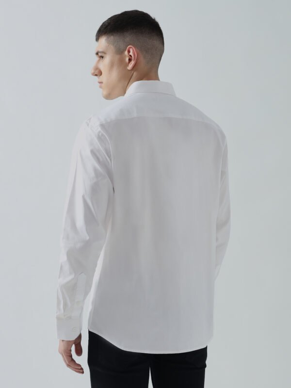 Dobby Plain White Semi-Casual Men’s Shirt