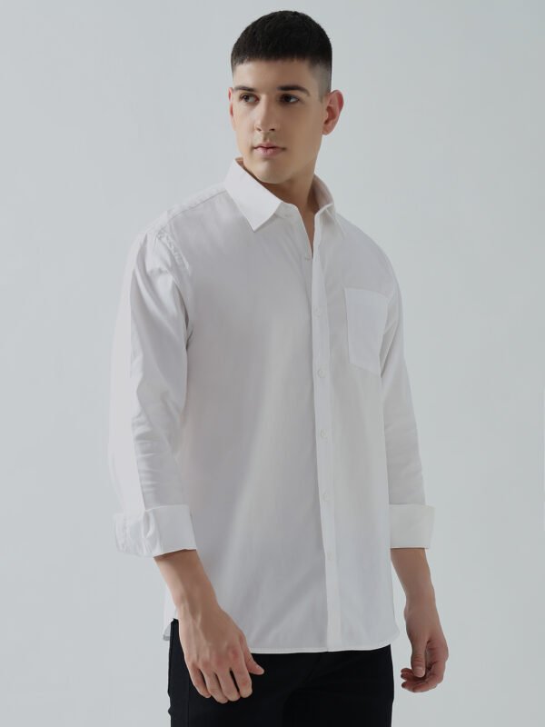 Dobby Plain White Semi-Casual Men’s Shirt