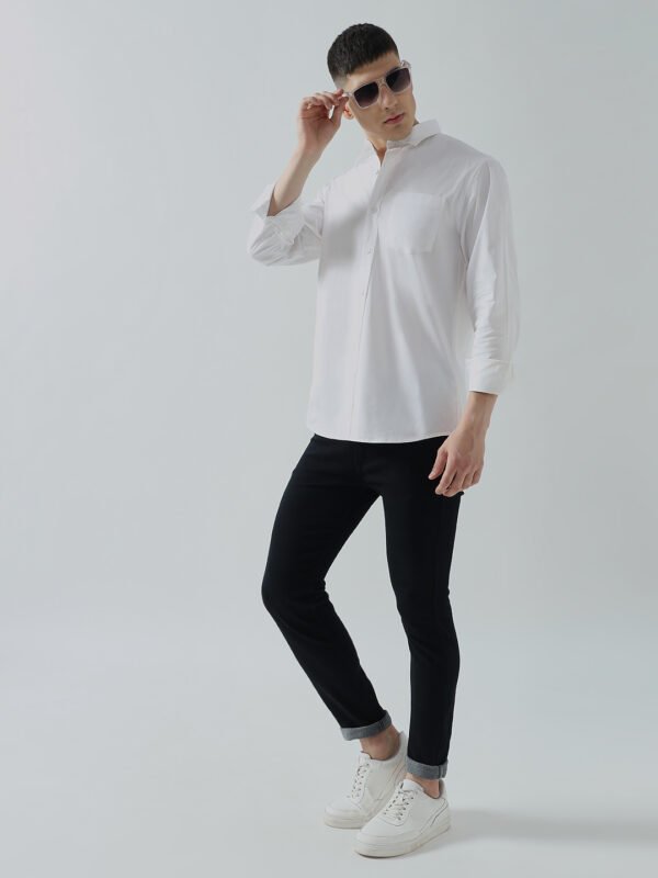 Dobby Plain White Semi-Casual Men’s Shirt