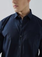 Xclusive Dobby Navy Blue Club Wear Men's Shirt