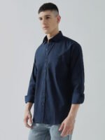 Xclusive Dobby Navy Blue Club Wear Men's Shirt