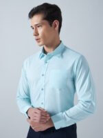 Xotic Plain Sky Blue Lycra Men’s Formal Shirt