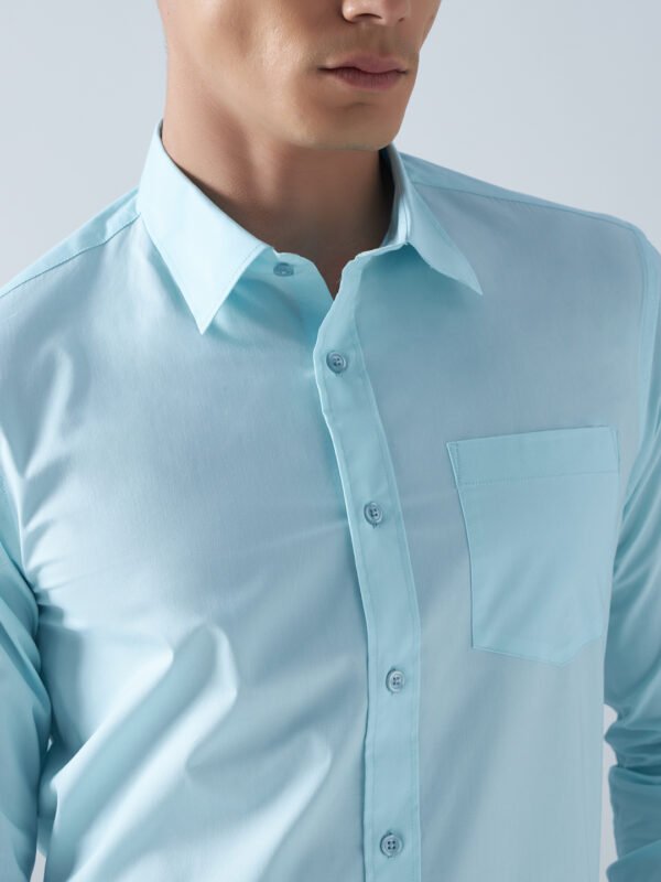 Xotic Plain Sky Blue Lycra Men’s Formal Shirt