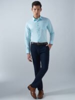 Xotic Plain Sky Blue Lycra Men’s Formal Shirt