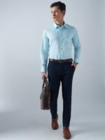 Xotic Plain Sky Blue Lycra Men’s Formal Shirt