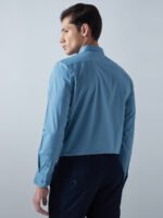 Xotic Plain Blue Lycra Men’s Formal Shirt