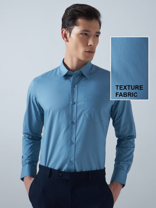 Xotic Plain Blue Lycra Men’s Formal Shirt