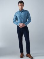 Xotic Plain Blue Lycra Men’s Formal Shirt