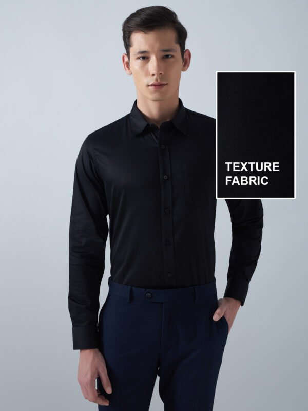 Satin Lycra Black Formal Men's Shirt