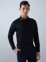 Satin Lycra Black Formal Men's Shirt