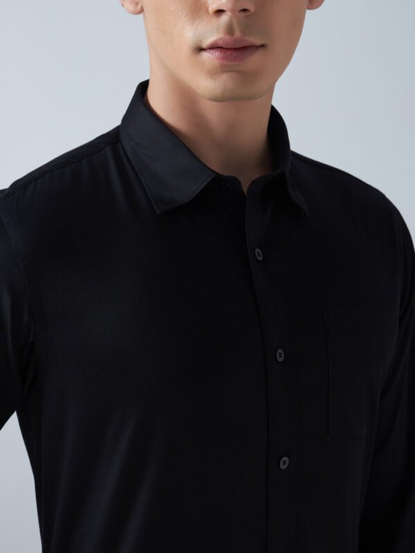 Satin Lycra Black Formal Men's Shirt