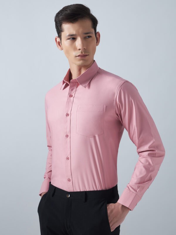 Satin Lycra Salmon Pink Formal Men’s Shirt